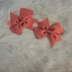 SET of Salmon 4" Pinwheel Bow  7690  Handmade NWT Boutique